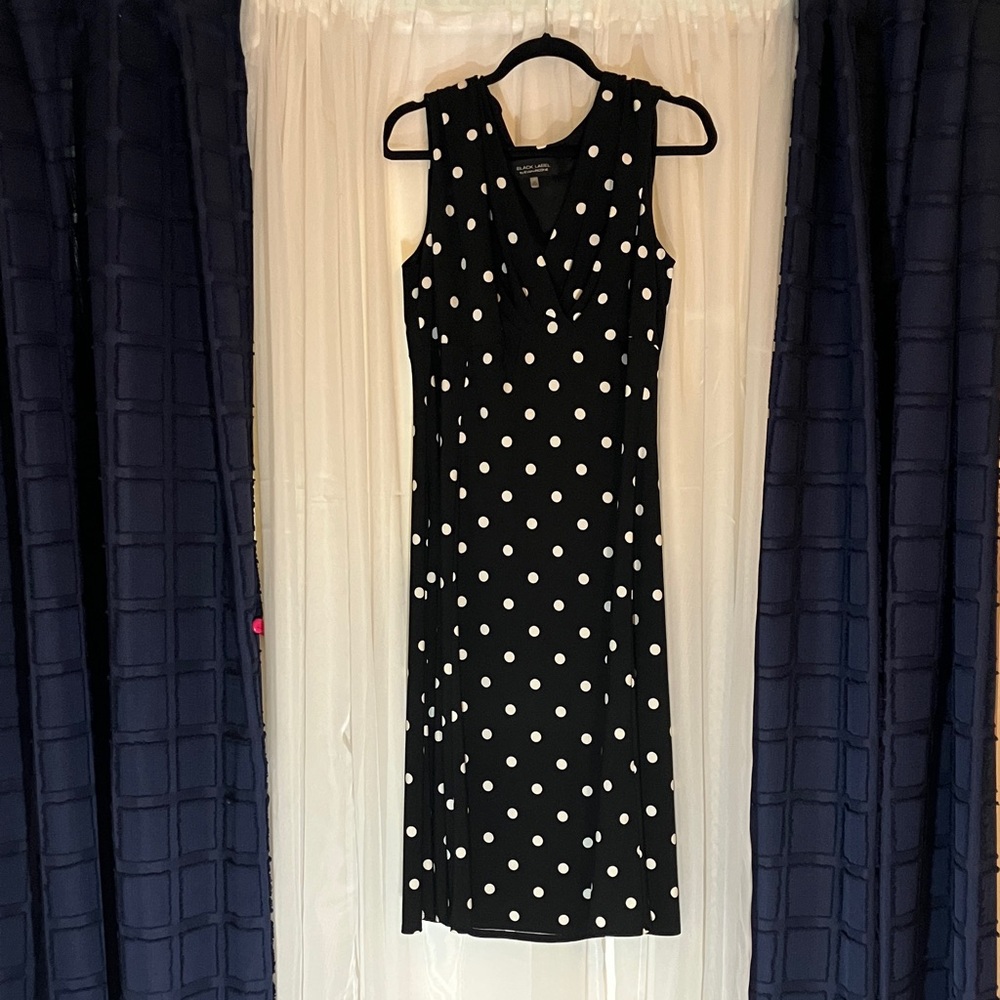 Black Label Black and White Polka Dot Midi Dress